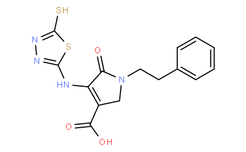 4-[(5-Mercapto-1,3,4-thiadiazol-2-yl)amino]-5-oxo-1-(2-phenylethyl)-2,5-dihydro-1H-pyrrole-3-carboxylic acid
