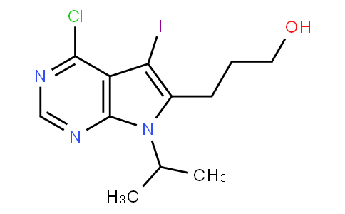 3-(4-chloro-5-iodo-7-isopropyl-7H-pyrrolo[2,3-d]pyrimidin-6-yl)propan-1-ol