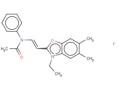2-(2-N-acetanilino)vinyl-5,6-dimethyl-3-ethylbenzoxazolium iodide
